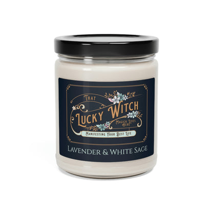 Lavender and White Sage Scented Soy Candle, 9oz