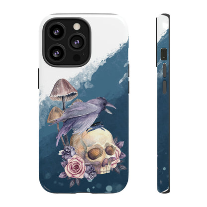 Watercolor Raven and Skull - Phone Case