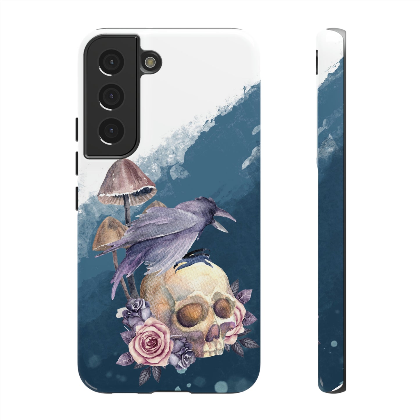 Watercolor Raven and Skull - Phone Case