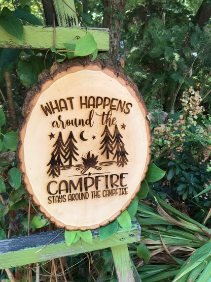 Raw Edge Wood Campfire Sign