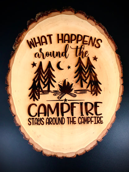 Raw Edge Wood Campfire Sign