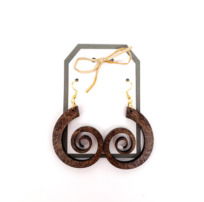 Wooden Nautilus Earrings